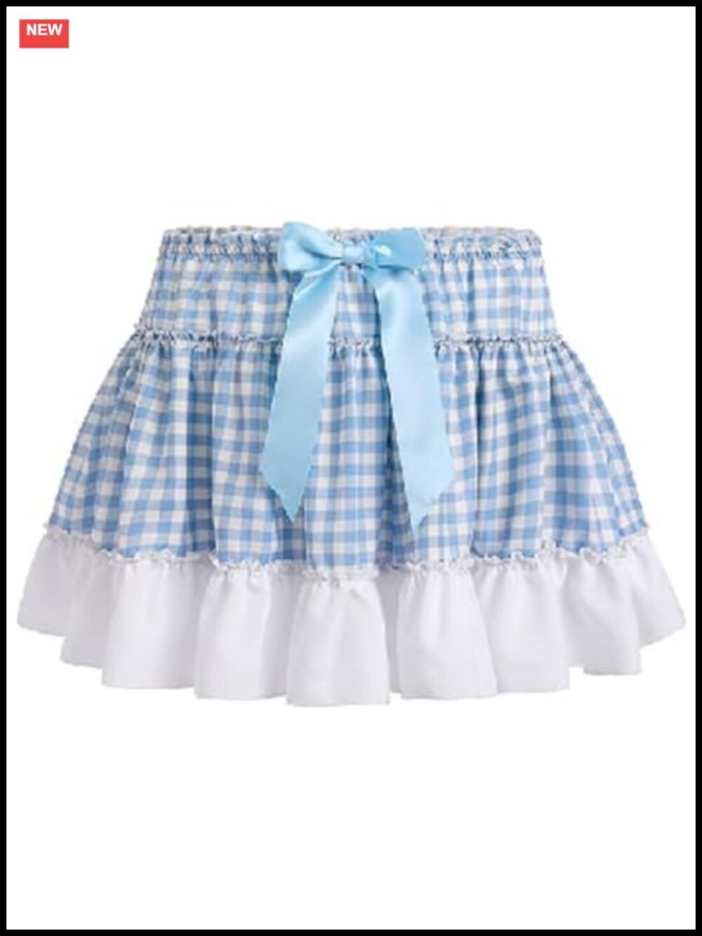 Women Gingham Mini Skirt Y2k Plaid Lace Pleated Short Skirt